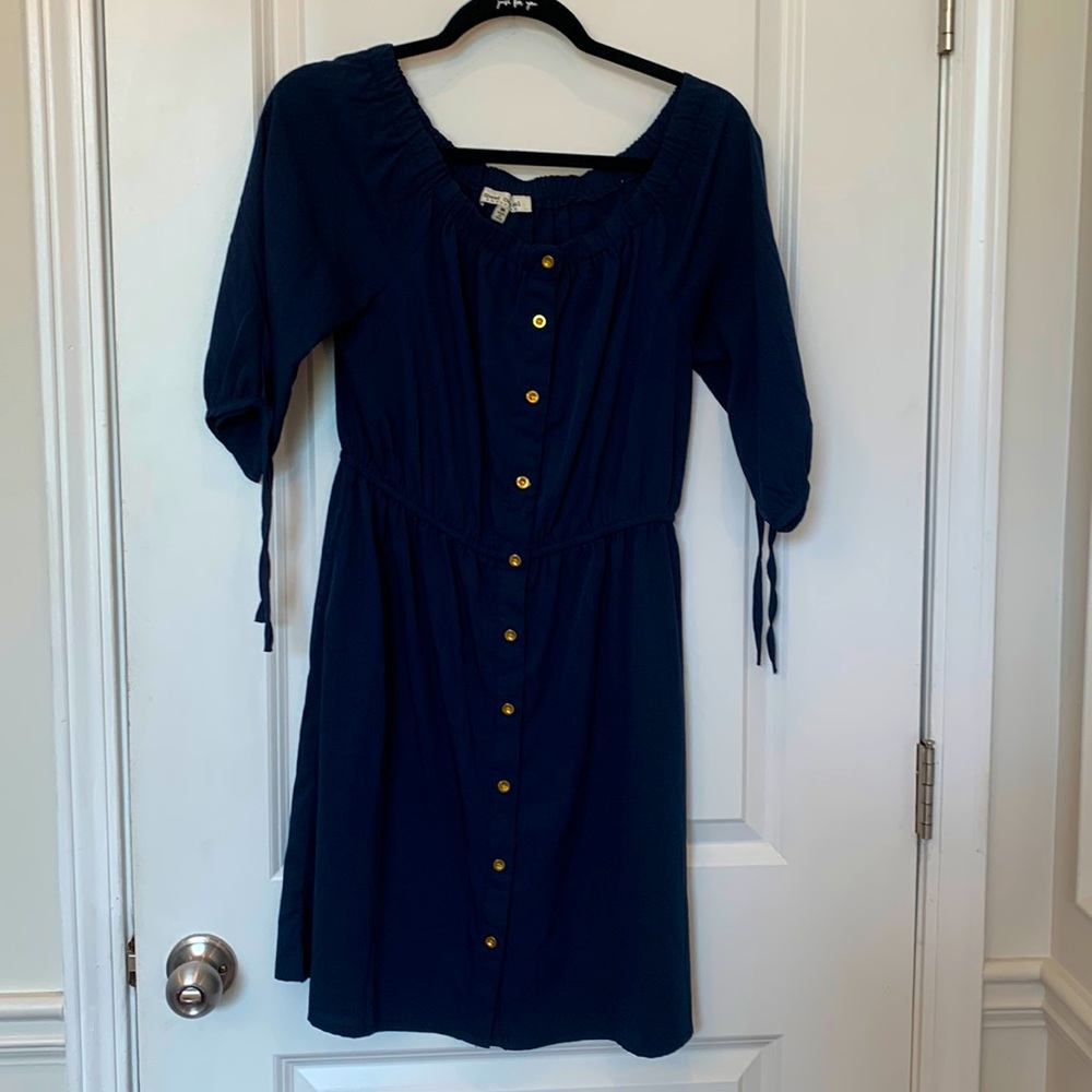 Navy off the shoulder dress